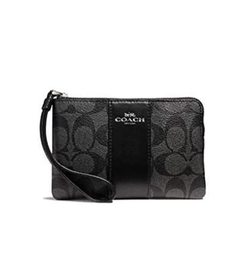 Coach F58035 Corner Zip Wristlet in Signature Coated Canvas with