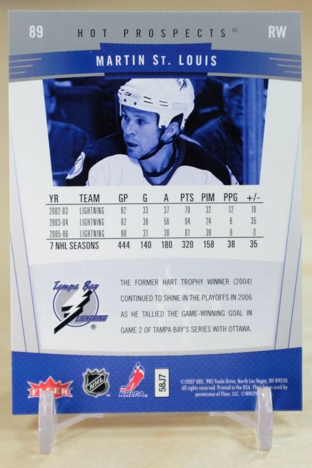 2006-07 Fleer Hot Prospects Martin St. Louis #89 Tampa Bay Lightning - Image 2 of 2