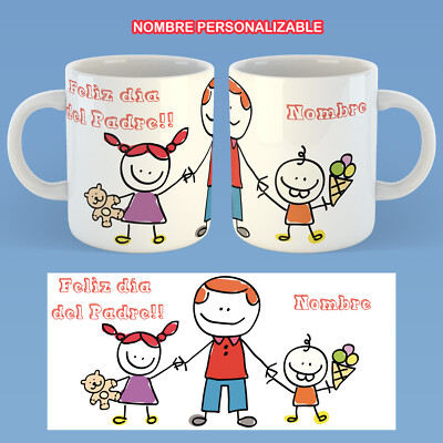 TAZA PERSONALIZADA FELIZ DIA DEL PADRE NIÑOS NOMBRE PERSONALIZADO DIA DEL PADRE