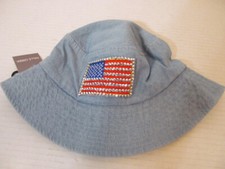 Falls Creek Americana Denim Sun Hat with Studded US Flag, One Size