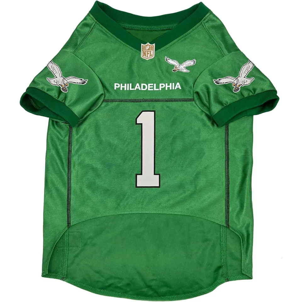 Pets First NFLPA Jalen Hurts Kelly Green Jersey for Dogs & Cats Throwback Jersey - Image 2 of 4
