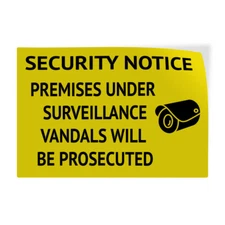Horizontal Vinyl Safety Sign Security Premises Surveillance Vandals Prosecuted