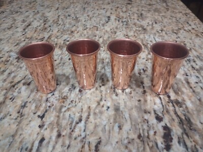  Hammered Pure Copper Shot Glass. Tequileros. Set Of 4 