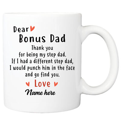 Personalized Dear Bonus Dad Mug Thank you Step Dad Gift For Father's Day