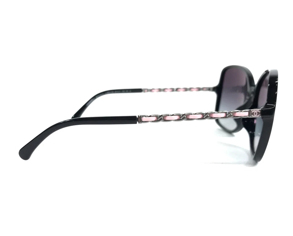 Gafas de sol Chanel 5210-Q-A c.1663/S6 tejidas cuero negro rosa ajuste asiático con cadena Foto 4 de 4