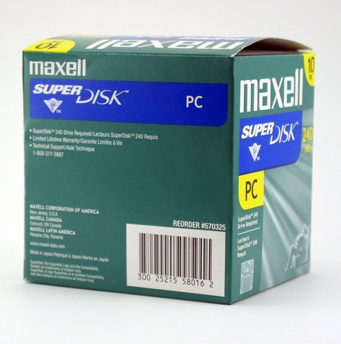 Maxell 570325 SuperDisk 240 MB Formato de PC (paquete de 10) -NUEVO - Imagen 3 de 4