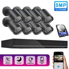 5MP CCTV SYSTEM KIT HOME OUTDOOR SECURITY CAMERA 4K HD DVR WITH HARD DRIVE UK