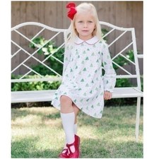 The Proper Peony Pima Cotton Holiday Christmas Tree Dress 6Y