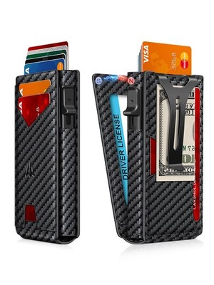 Wallet for Men，Slim Minimalist with Money 0.72 inches, Carbon Fiber 