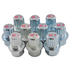 Wheel Lock Key Abc 0-9 10111314151617192021 Splines For Volkswagen Audi