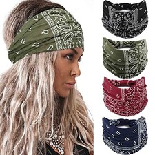Wide Headbands Women Knotted Turban Headband Elastic Non Slip Bohemian