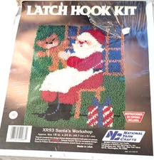 National Yarn Crafts Santa's Workshop XR93 Latch Hook Kit 18x24 Vintage