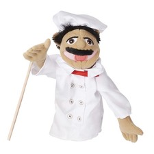 Chef Puppet Al Dente with Detachable Wooden Rod Pretend Play Chef Puppet Pepe