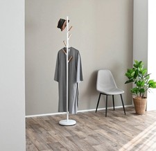 Wooden Freestanding Coat Rack with Hooks