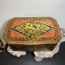 Antique Baroque Gazelle Metalware Tin Box  Key Not Included 1930’s 21 x 13 x8cm