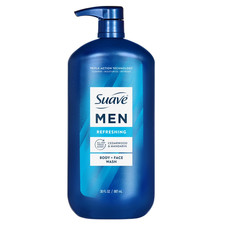 Suave Men Refreshing 2-in-1 Body & Face Wash with Glycerin & Vitamin E, 30 FL OZ 0.46 per gallon