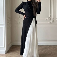Long Dress Pleated Elegant Women Abaya Muslim Kaftan Dubai Modest Evening Party
