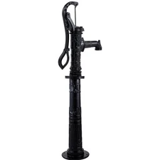 SKYSHALO Cast Iron Hand Water Pump w/ 26" Stand for Garden Yard Farm Black