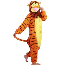 Adult Small Tigger Costume One Piece Pajamas Fleece Hooded Winnie The Pooh