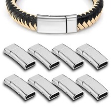 8 Pieces 10X3 Mm Flat Leather Magnetic Clasps Bracelet Jewelry Making Magnetic C
