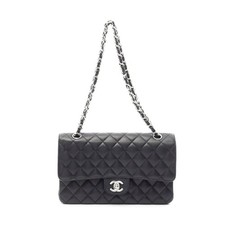 Chanel Leather Grain Calfskin Flap Shoulder Bag Women Black One Size
