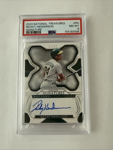 2023 National Treasures Auto Rickey Henderson /10🔥PSA 8🔥POP 1 None ^ 👀 A’s ⚾️