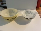 Vintage Pyrex Crazy Daisy Spring Blossom Green Nesting Mixing Bowls 441 and 442