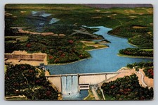 Vintage Linen Postcard Norris Dam Tennessee TVA Project 1930s