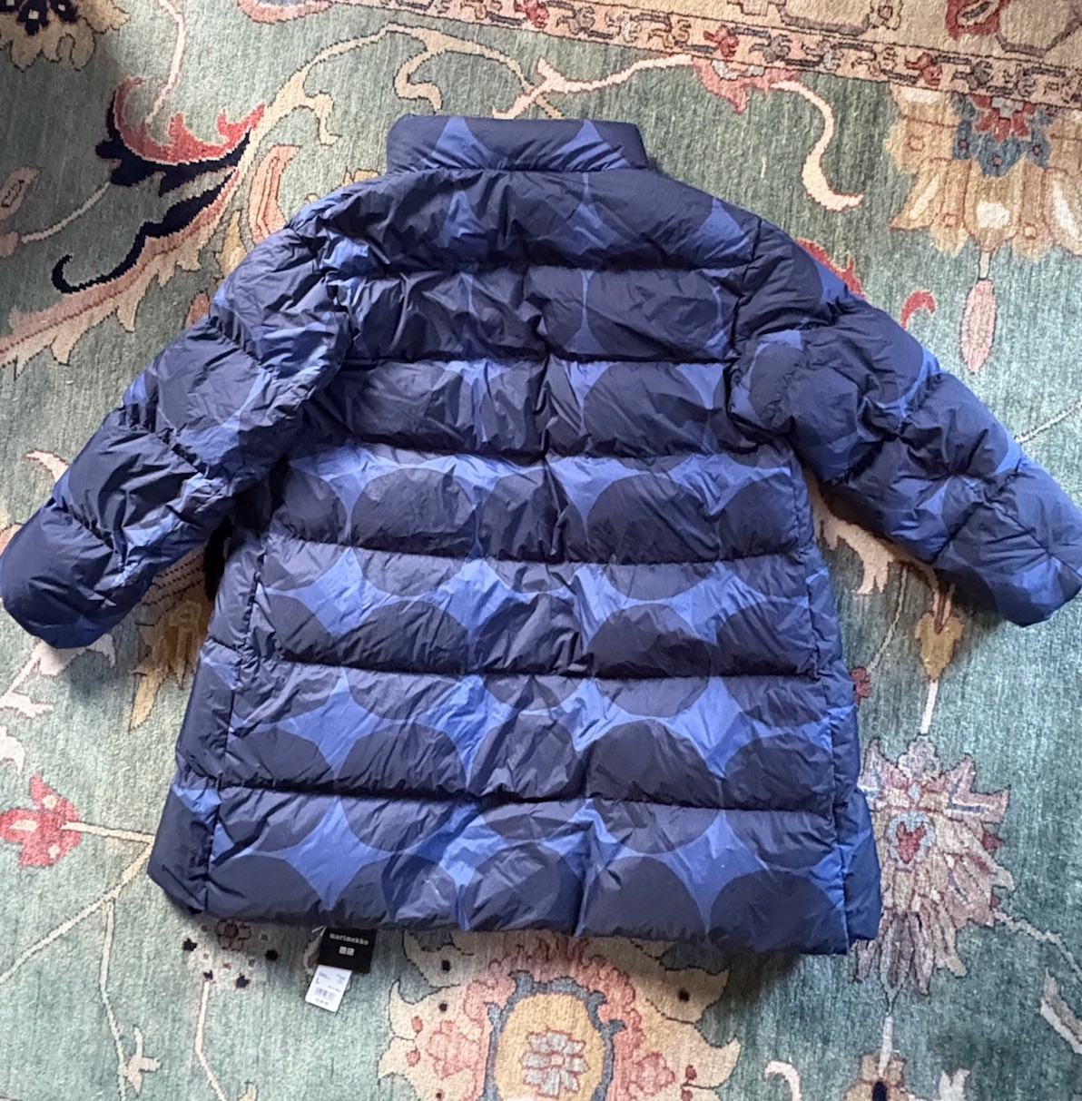RARE Uniqlo Marimekko Ultra-Light Down Cocoon Jacket Navy Blue Dots NWT_size L thumbnail 3