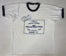 VINTAGE USPS US Postal Service Miami Ringer Graphic T-shirt Men XL USA 80s 90s