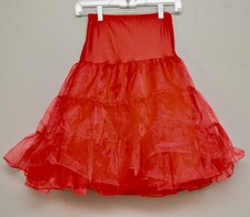 Red Nylon Square Dance Petticoat Crinoline S
