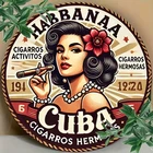 [2D Flat] 1pc Vintage "Woman Smoking" Tin Metal Signs Wall Art Plaque - 8.0x8.0