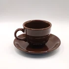 Chocolate Brown Fiestaware Tea Coffee Mug and Saucer Homer Laughlin USA 2009