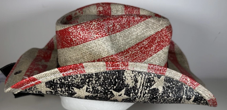 Chapéu caubói Peter Grimm bandeira americana palha patriota novo com etiquetas unissex - Imagem 4 de 4