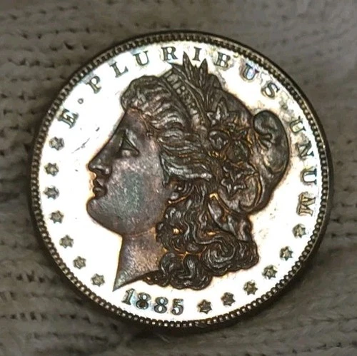 1885 Morgan Silver Dollar Brilliant Uncirculated Cameo & Mirrors Dark Toned