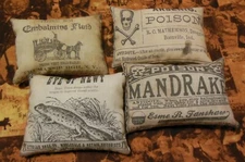 Primitive/Vintage/Halloween Elixers Ornies/Bowl Fillers/ Cupboard Tucks Set of 4