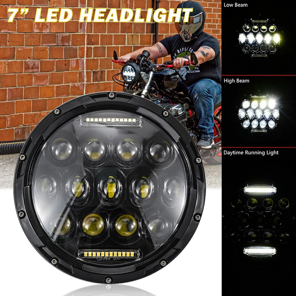 7" Motorcycle LED Hi/Lo Headlights Black For Kawasaki 440 454 550 750 1000 LTD - Image 4 of 4