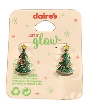 Claire's Let It Glow Christmas Earrings Glitter Christmas Trees Holiday