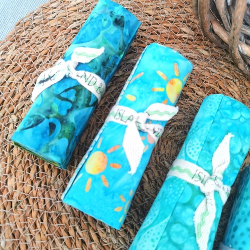 Island Batik cotton fabric bundles for patchwork, Turquoise and blue jelly roll - Picture 4 of 12