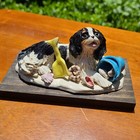 Cavalier King Charles Spaniel Dog Beach Handmade Sculpture Signed Ooak Figurine