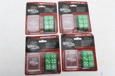 4 Packs of 6 Monster Protectors Green 16mm Gaming Dice with Carrying Box