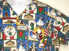 PEACHES 3XL Scrub Top 55" Blue Mock Wrap Christmas Holiday Medical Dental Vet