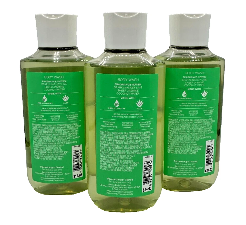Bath & Body Works LOTE de 3 Gel de Ducha Jabón Corporal Verbena Coco Lima 10 OZ Foto 2 de 2
