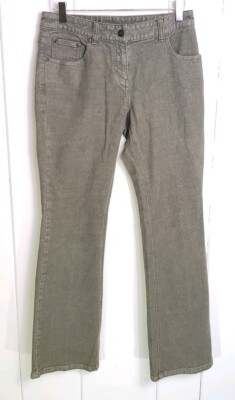 Womens Newport News Jeanology Stretch Boot Cut Green Jeans Size 4 
