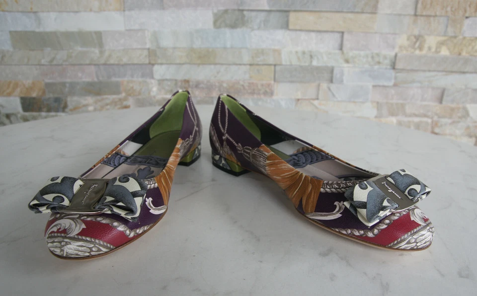 Salvatore Ferragamo 5,5 36 Bailarinas Mocasines Zapatos Colorido Varina Nuevo - Imagen 4 de 4