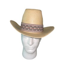 Artel Fedora Hat Vintage Mens Size 6 Beige Straw Genuine Formosan Rodeo Cowboy