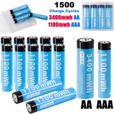 Rechargeable AA AAA Li-ion Lithium ion Batteries 1.5V Battery 1100 / 3400mwh Lot