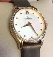 Marvin Women's M020.61.74.98 Malton Gold-Tone Watch with Diamond-Accented Bezel 