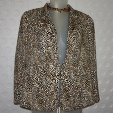 CHICO'S 570271350 Animal Print Ponte Classic Blazer Lined Jacket 2 12 / 14 L 