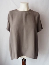 LILYSILK 22mm Pure Mulberry Silk Blouse Short Sleeve Washable Gray M 8-10